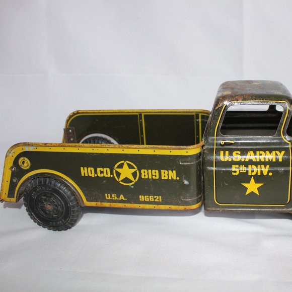 Vintage Marx Toys F268 Green U.S. ARMY 5th DIV Tin Truck - Picture 7 of 16